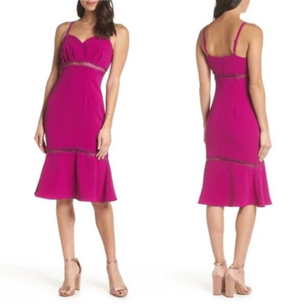 Foxiedox Fuchsia Lace Iris Cocktail Sheath Dress